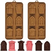 EDUEE Halloween Chocolate Molds RIP Gravestone Candy Mold 2 pcs Silicone Tombstone Ice Cube Mold (2 x 1.42 inch)