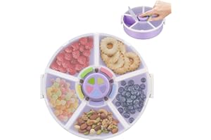Pawtong Snack Rotator Container Reusable Snack Box with 5 Compartment Dispenser and Lid, Color Matching Opening Lid, BPA and PVC Free, for Home, School, Travel (1 Pack- Purple)
