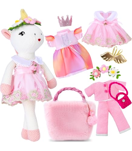 Tacobear Peluche Licorne Douce Peluche Oreiller Licorne Maman avec 4 Bébés Cadeau Animaux en Jouet Cadeau d'anniversaire Noël pour Fille 3 4 5 6 7 8