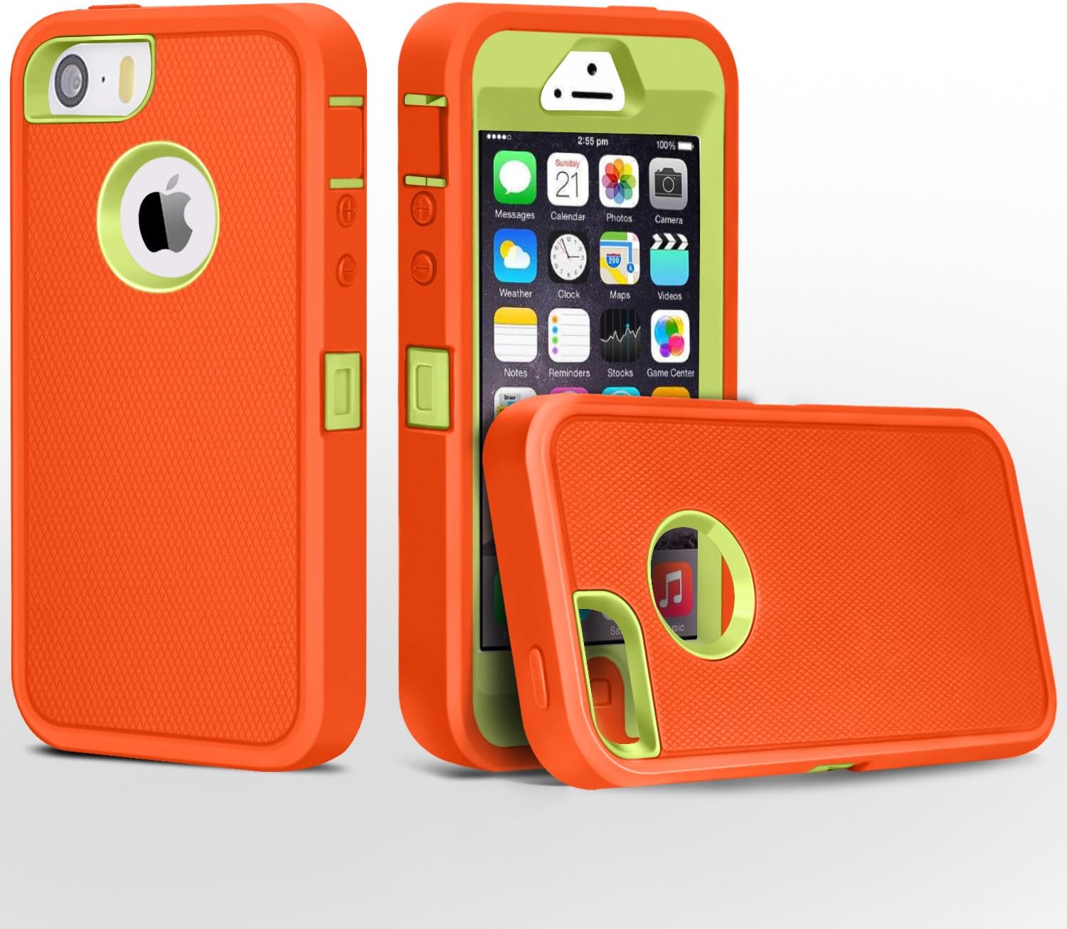 iPhone 5 Case, Fogeek Heavy Duty PC + TPU Combo Protective Body Armor Case for iPhone 5 & iPhone 5S （not Support Fingerprint Function）(Orange/Green)