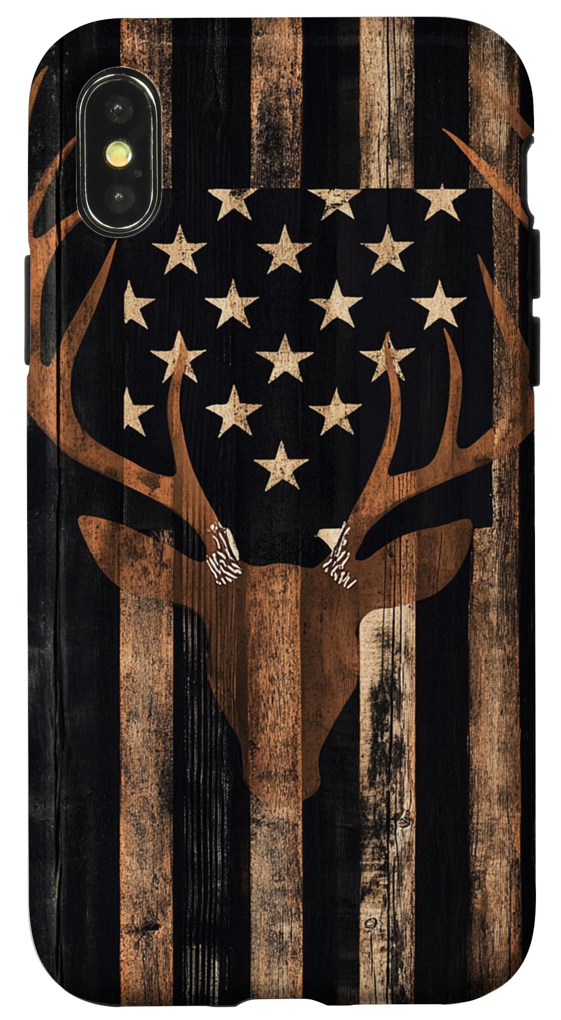 iPhone X/XS Deer Hunting American Flag With Deer Antlers Case