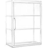 Acrylic Display Case for Collectibles 3 Tier Figure Display Case with 2 Movable Plates Clear Display Cases for Figures with Magnetic Door Tall Display Box, 1 Pack