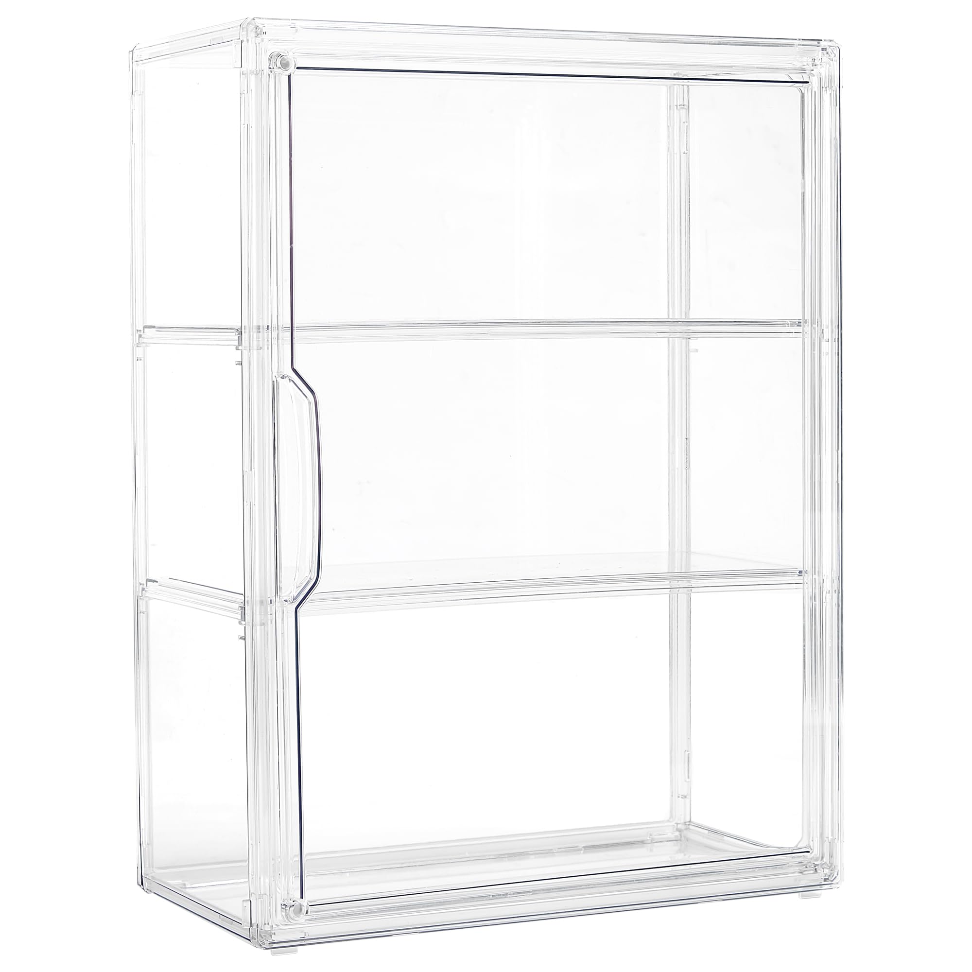 Photo 1 of Acrylic Display Case for Collectibles 3 Tier Figure Display Case with 2 Movable Plates Clear Display Cases for Figures with Magnetic Door Tall Display Box, 1 Pack