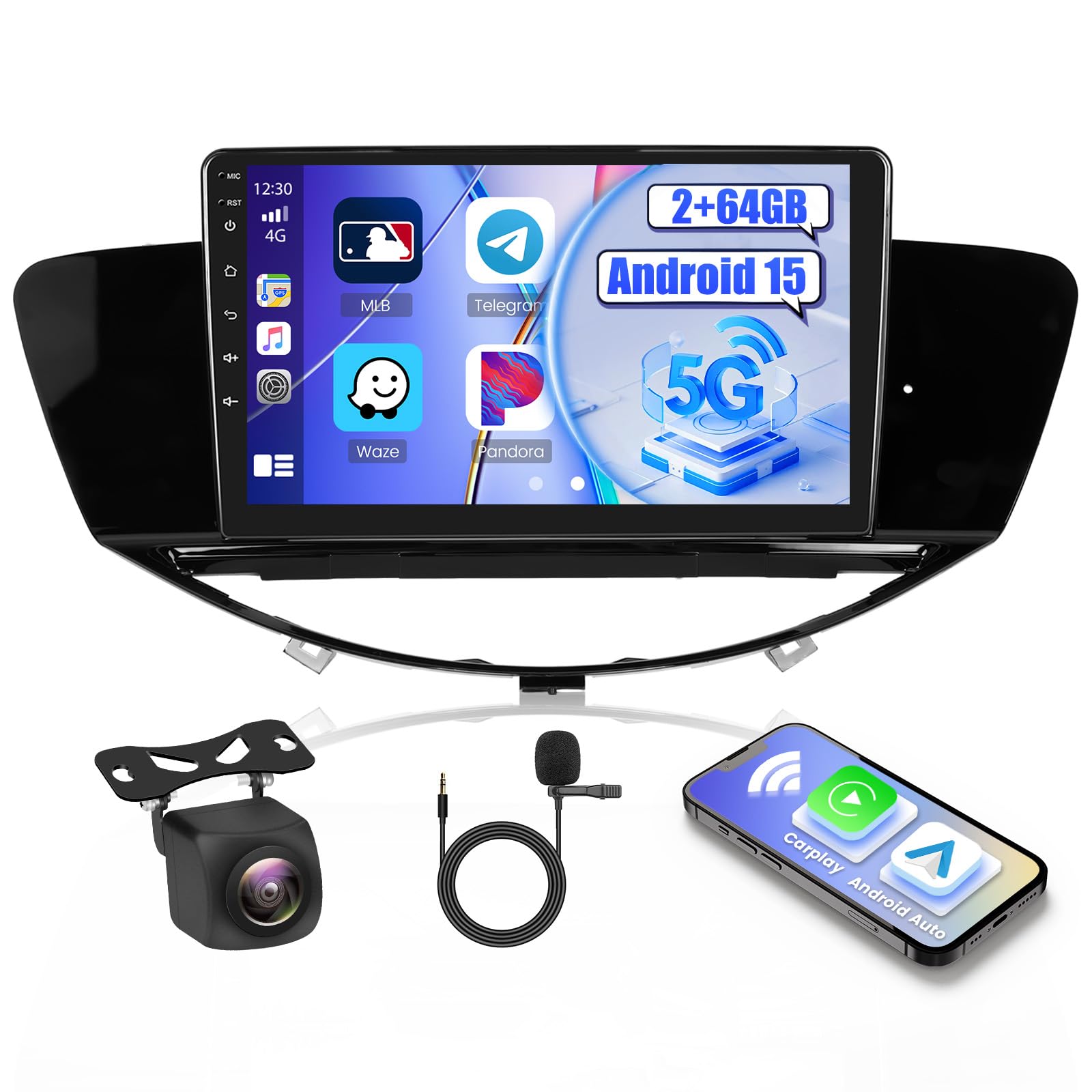 Photo 1 of Hikity 2+64G Android Car Stereo for Subaru Tribeca 2007-2011, 9 Inch Touchscreen Radio with Wireless Carplay, Android Auto, WiFi, GPS Navigation, Bluetooth, DSP, FM RDS, EQ + Backup Camera