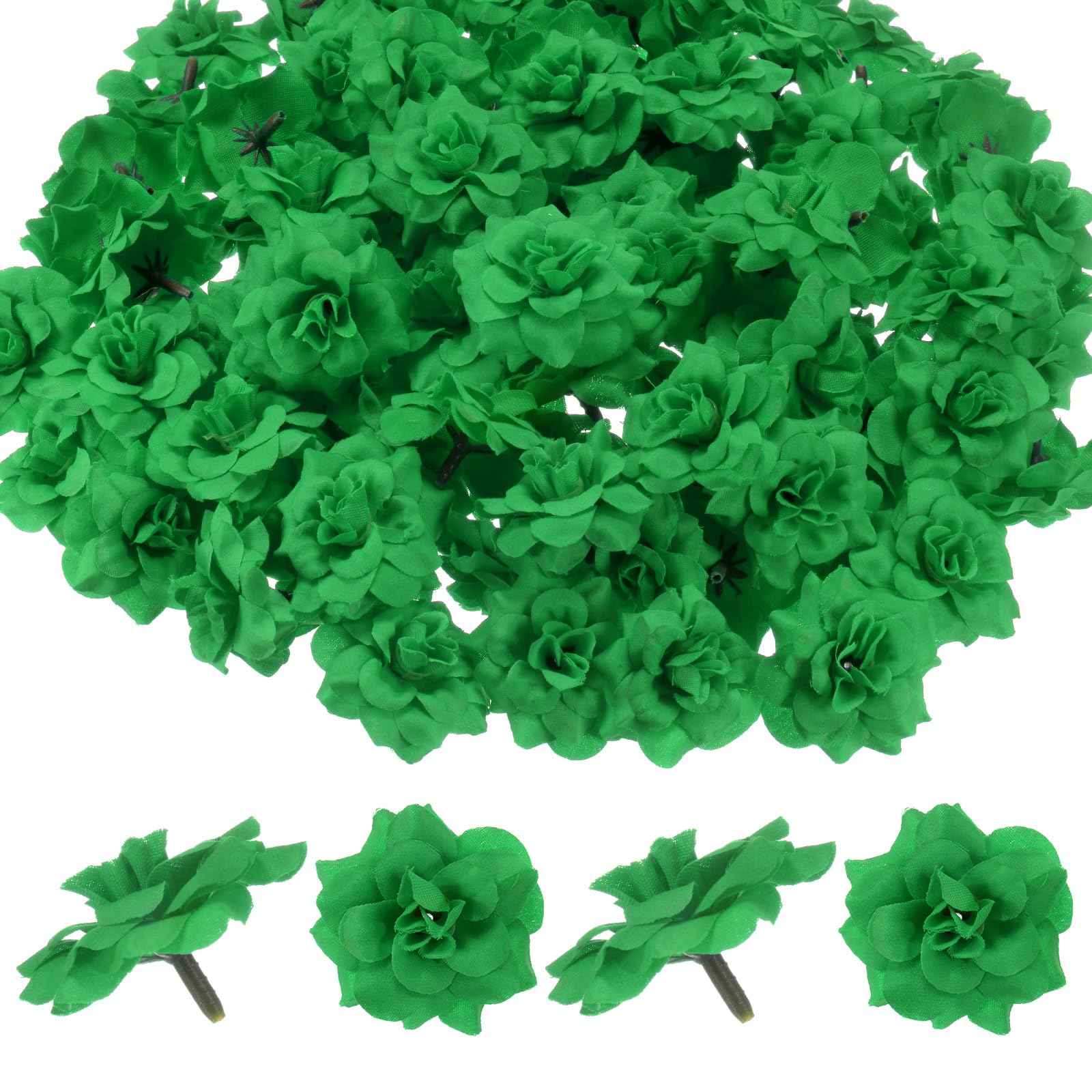 M METERXITY 100-Pack Artificial Roses Heads, Silk Faux Rose Head for Wedding/Bouquet/Flower Wall/DIY Crafts/Party Decoration, Fake Bloom Flower Heads Buds [Dark Green]
