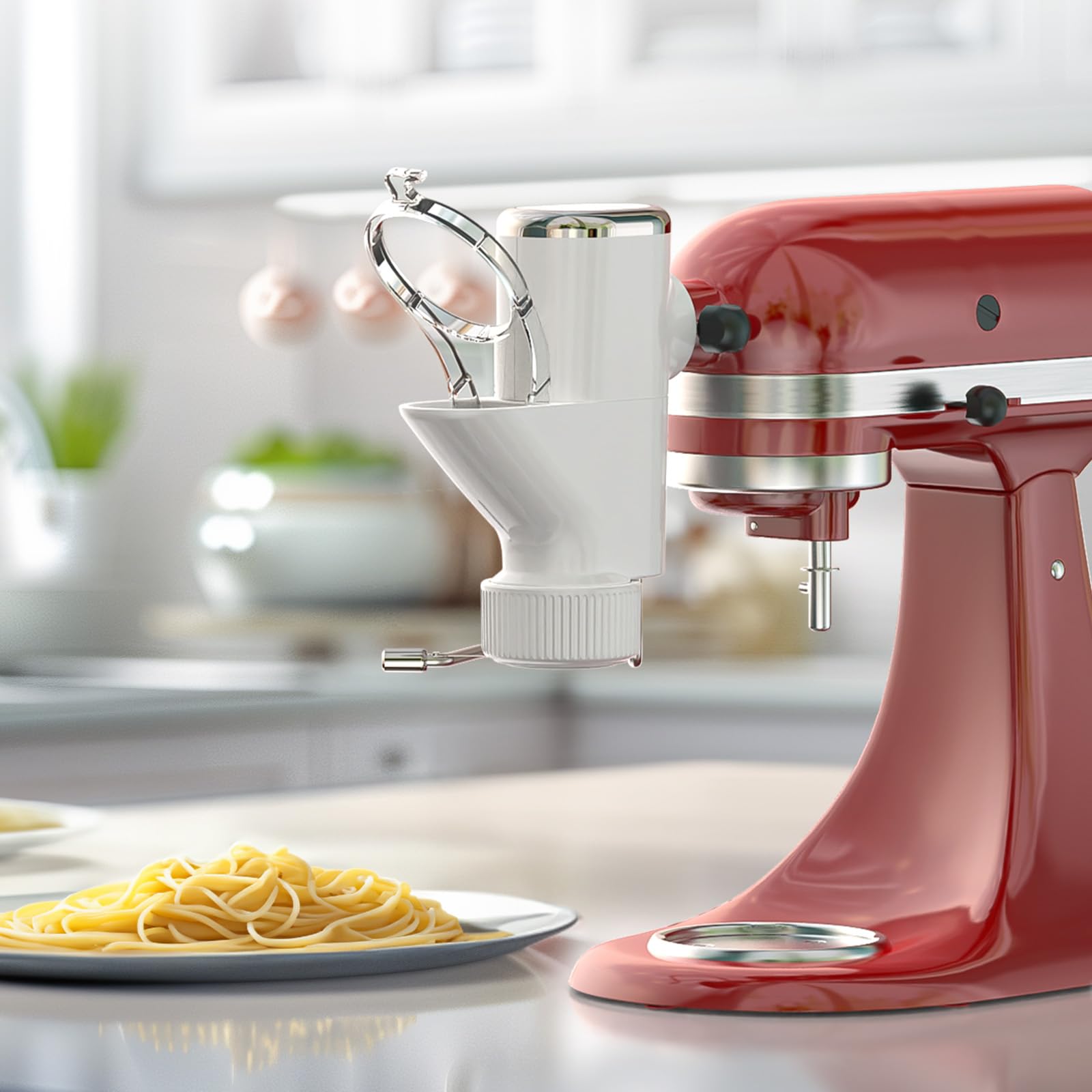Gourmet Pasta Press Attachment for Kitchenaid Stand Mixers, Pasta Press for Kitchenaid Mixer Attachments with 7 Interchangeable Pasta Plates, Pasta Maker by HOZODO