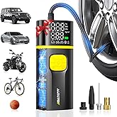 AUXITO AS1 PRO Tire Inflator Portable Air Compressor - 150PSI Dual Cylinder 7800 mAh & 12V DC, Bike Pump Air Pump for SUV, Truck, Bike, Motorcycle with Digital Tire Pressure Gauge, Car Gifts for Men