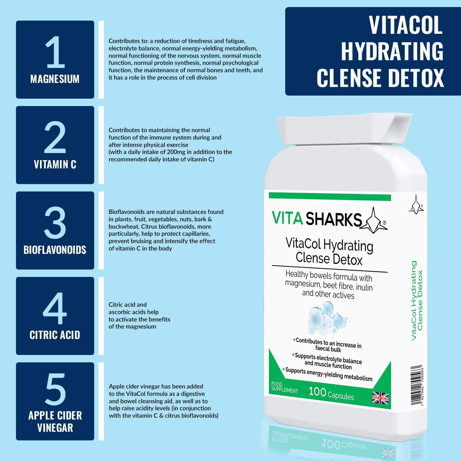 VitaCol Hydrating Cleanse & Detox, 100 count (Pack of 1) - Image 4
