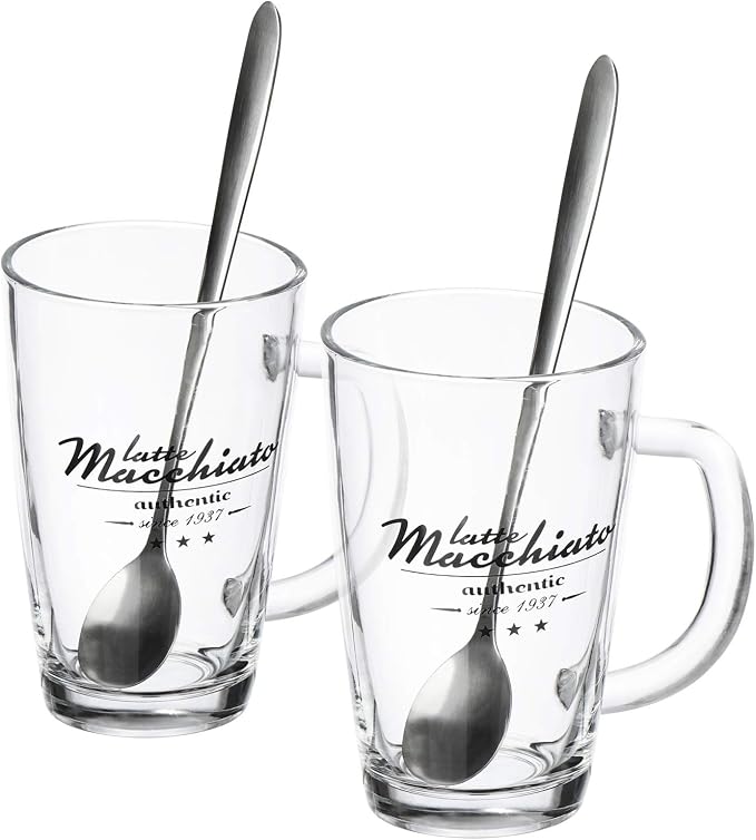 latte glasses with metal handles