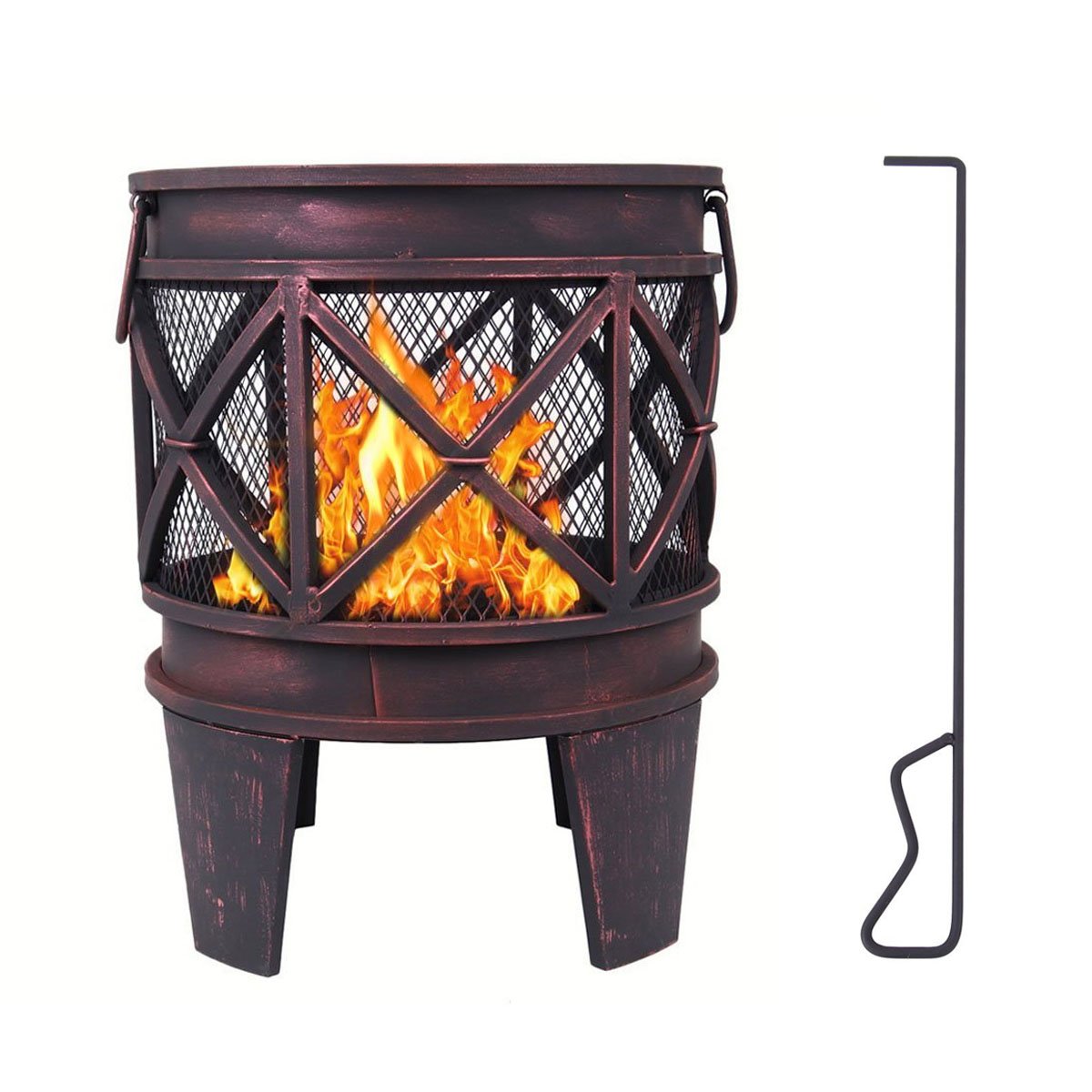 Yonntech Pozo de fuego con cuenco, redondo para hoguera, exteriores