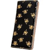 AIRMORS Wallet Women Leather Credit Card Holder with RFID Blocking Large Capacity Slim zipper Wallets for Men Minimalist Coin Purse long clutch wallet (A-Bee)