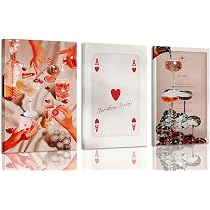 Set 3 Poster Wall Art Vintage 'Cocktail E Poker Night' – Stampe Senza Cornice 40x60 Cm, Decorazione Moderna Per Bar E Soggiorno, Regalo Divertente
