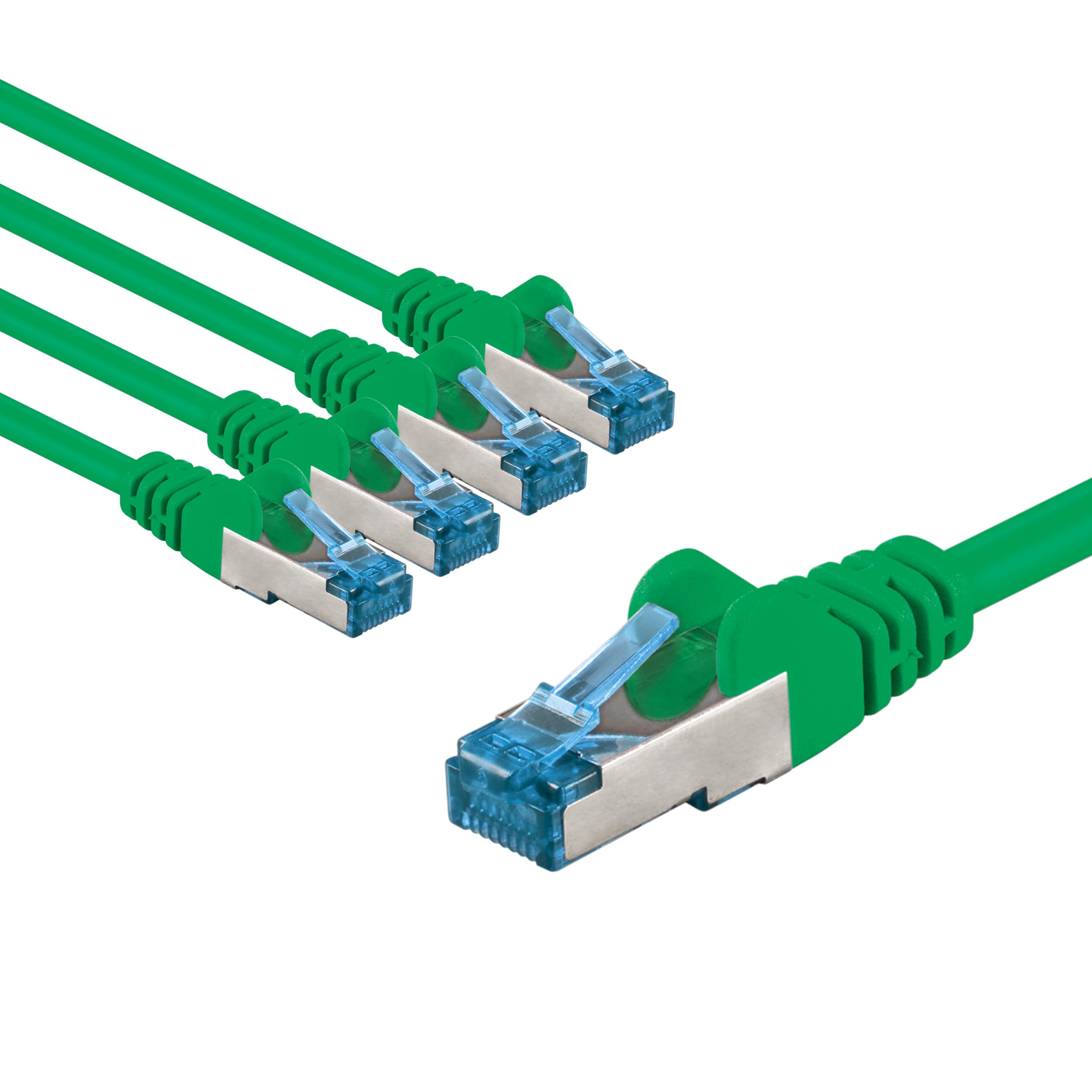 goobay 66056 CAT 6A Network Cable in Set of 5/Patch Cable Shielded S/FTP/CU Ethernet Cable, PiMF, LSZH/Cat 6a Cable with 10Gbits / Green / 5x 1m