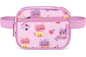 Choco Mocha Toddler Fanny Pack 2-4 Years Old Kids Fanny Pack Little Girls Fannys Packs Girls Belt Bag for Christmas Gift, Cat Pink