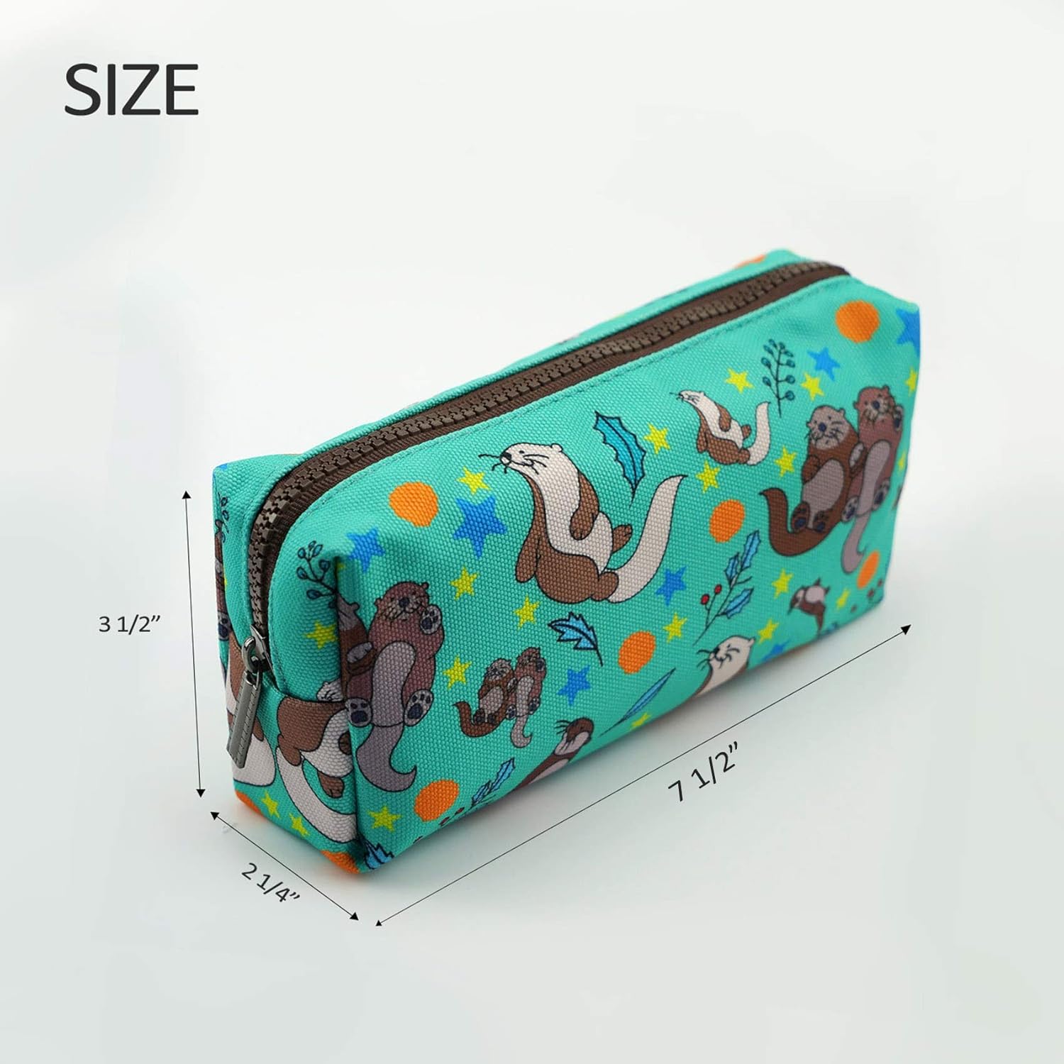 LParkin Otters Pencil Case Canvas Pen Bag Pouch Cute Stationary Case Makeup Cosmetic Bag Gadget Box, Seal Otter - Image 3