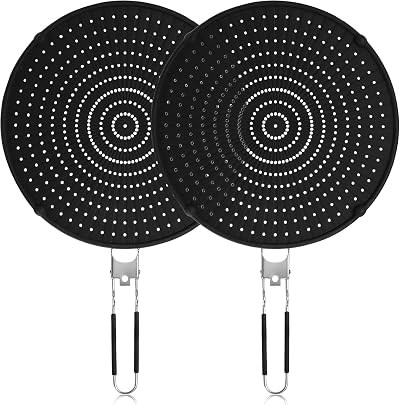 Frcctre 2 Pack Silicone Splatter Screen Guard 13" 33cm Frying Pan Oil Splash