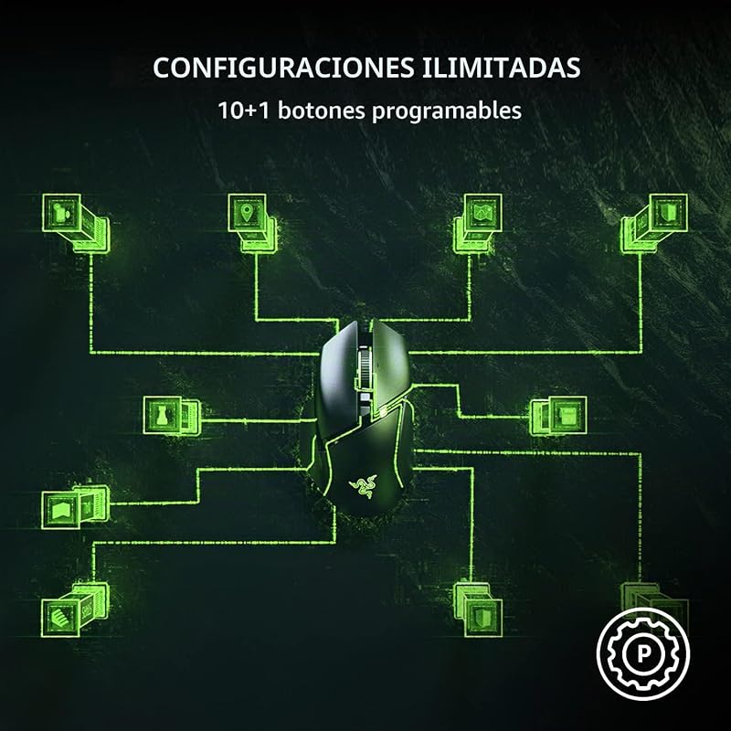 Basilisk V3 - Ratón para Juegos Personalizable con Cable (10+1 Botones Programables, Rueda Inclinable Hyperscroll, 11 Zonas De Iluminación, Interruptores Ópticos de Ratón, Sensor Óptico) Negro