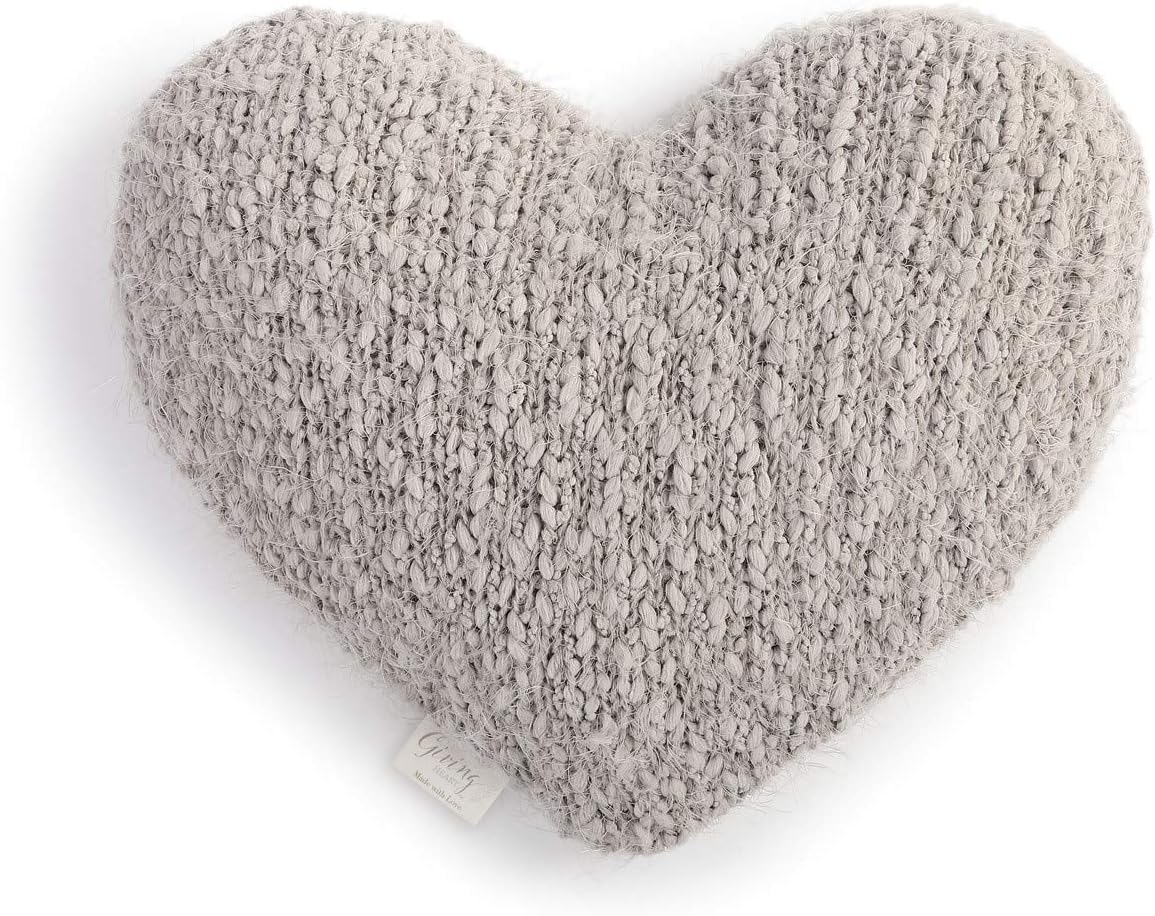 DEMDACO Grey Warming Heart 13 x 10 inch Plush Polyester Decorative Throw Giving Pillow