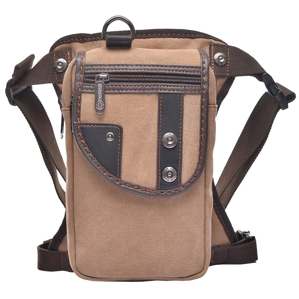 Canvas Leg Bag Outdoor Waist Pack for Men Women Motorcycle Bike Riding Cycling Multi-Purpose Travel Sports Fishing Hiking Camping Thigh Drop Fanny Pouch