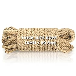 Vanhench Jute String Rope 10mm X 50 Feet, Heavy