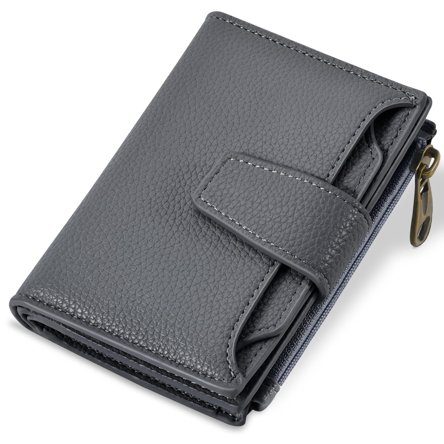 Photo 1 of Airkit Small Wallet Women RFID Blocking Soft Leather Bifold Compact Card Holder Wallet for Women with Zipper Coin Pocket 4 ID Window