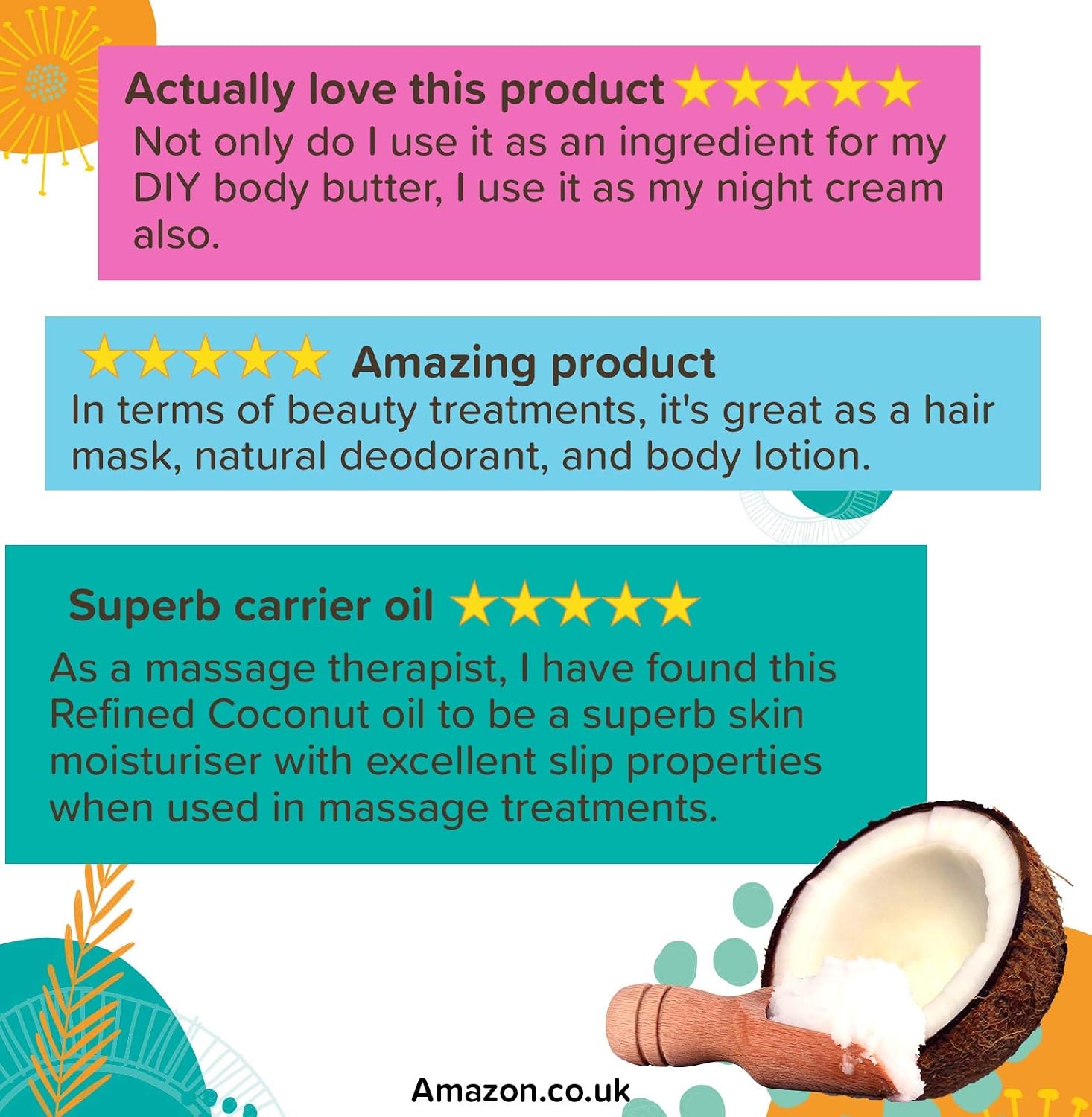 Naissance Organic Refined Coconut (Solid) Oil (No. 227) 500g, Moisturising, Hydrating, for Aromatherapy Skincare, Haircare - Image 5