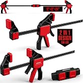 3-Pack 12 Inch Bar Clamps for Woodworking with Clamp Connector, 12" Quick-Release Wood Clamps with 150 LBS Load Limit, Trigger Clamp Set, One-Handed Clamps/Spreader Ideal for Woodworking DIY Projects