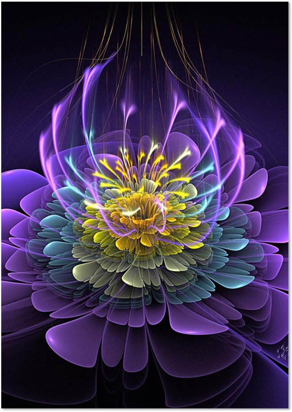 CUFUN Art- Diamond Painting Kits Full Drill, DIY 5D Diamond Painting Flowers Rhinestone Crystal Embroidery Pictures Cross Stitch Art Craft for Home Decor, Purple 30 x 40 cm