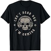 Ich kann Dich Nicht hören ich zocke Skull Nerd Gaming T-Shirt