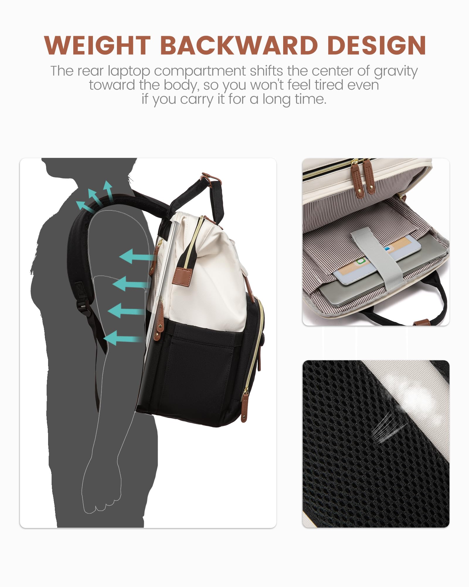 LOVEVOOK Laptop Backpack for Women, 15.6'' Waterproof Nurse Bag Teacher Work Backpack Purse for Women, Travel Computer Backpack for College Office Business Ladies