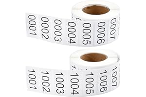 Akamino 0001-2000 Pieces Inventory Number Sticker, 2 Roll Consecutively Numbered Labels Waterproof Tag, Self-Adhesive Numbered Sticker for Storage Classification Supplies (1.5 x 0.79 Inch)