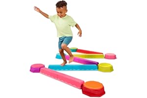 B. toys - Balance Toys for Kids – Modular Interlocking Toddler Balance Beam with 10 Balancing Beams & 6 Sensory Stepping Ston