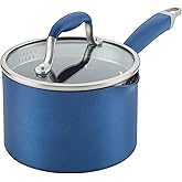 Anolon Advanced Home Hard Anodized Nonstick Sauce Pan/Saucepan with Straining and Lid, 2 Quart (2 Qt Straining Saucepan, Indigo)