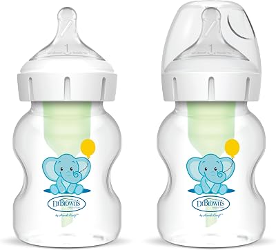 Dr Brown's Natural Flow Anti-Colic Options Plus Wide-Neck Bottle 5oz 2-Pack