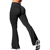 OZICERD Bootcut Flare Leggings for Women Tummy Control High Waist Crossover Scrunch Butt Leggings Wide Leg Yoga Pants Black