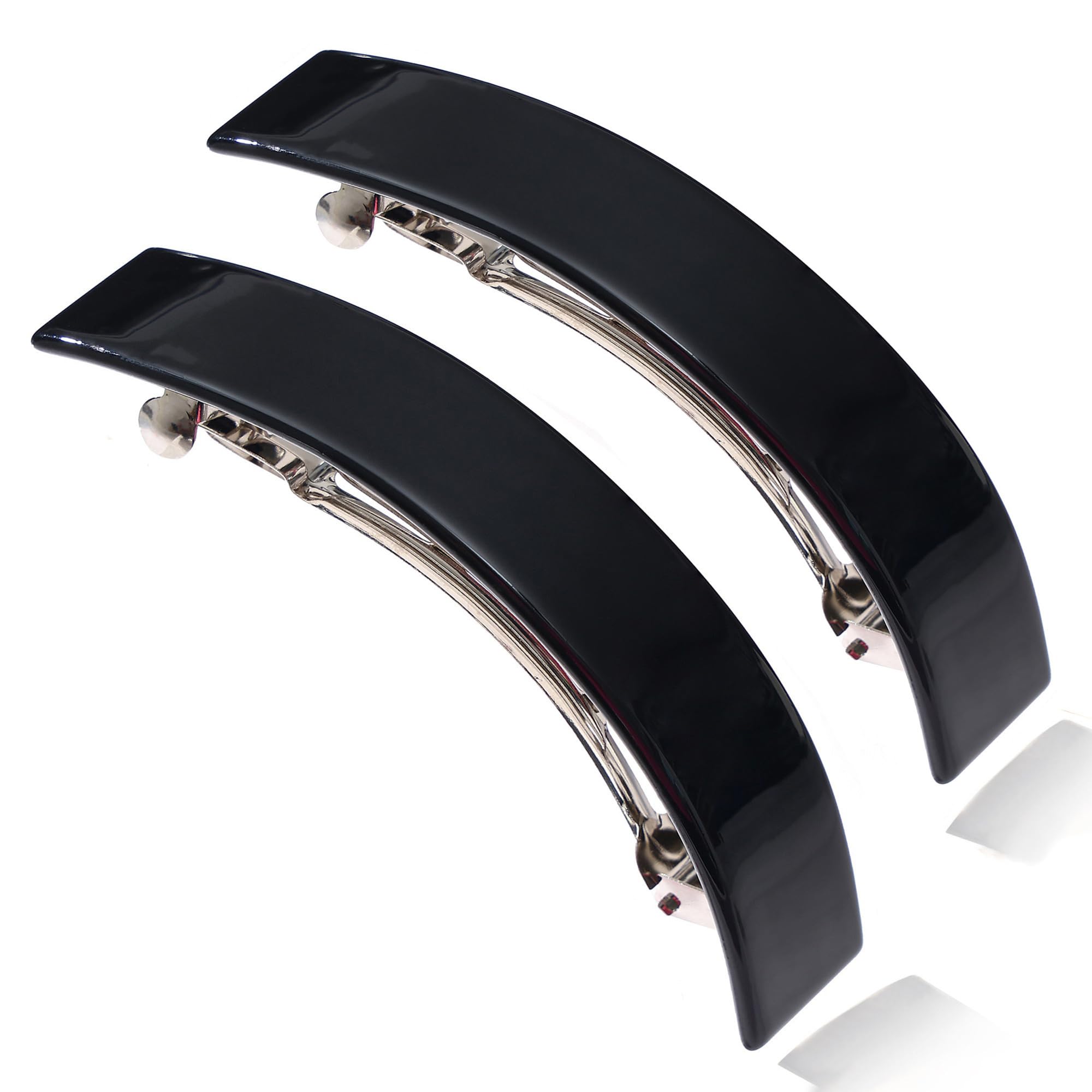 FSMILING 2pcs Hair Clips - Women's Barrette Hair Barrettes for Fine Thick Hair, French Black Hair Clip