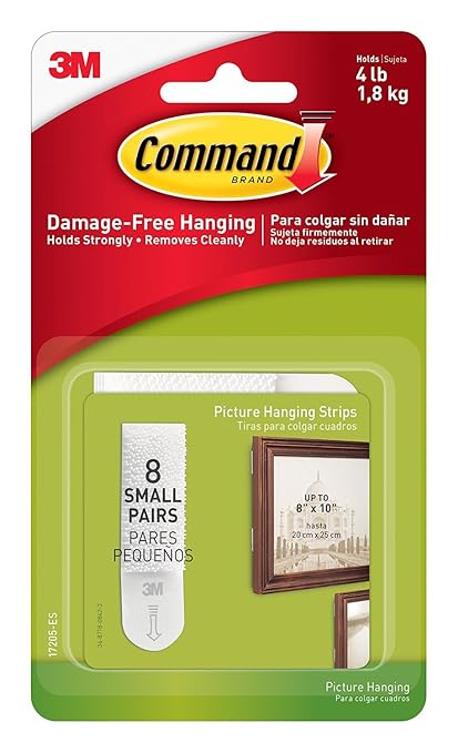 Command Small Picture Hanging Strips, White, 8-Strip by 3M USA