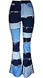 AodrusaWomen Frayed Patch Jeans High Waist Raw Hem Denim Y2k Pants Boyfriend