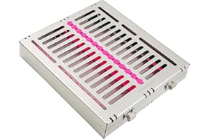 NEW GERMAN DENTAL AUTOCLAVE STERILIZATION CASSETTES RACK BOX FOR 15 INSTRUMENTS PINK( CYNAMED )