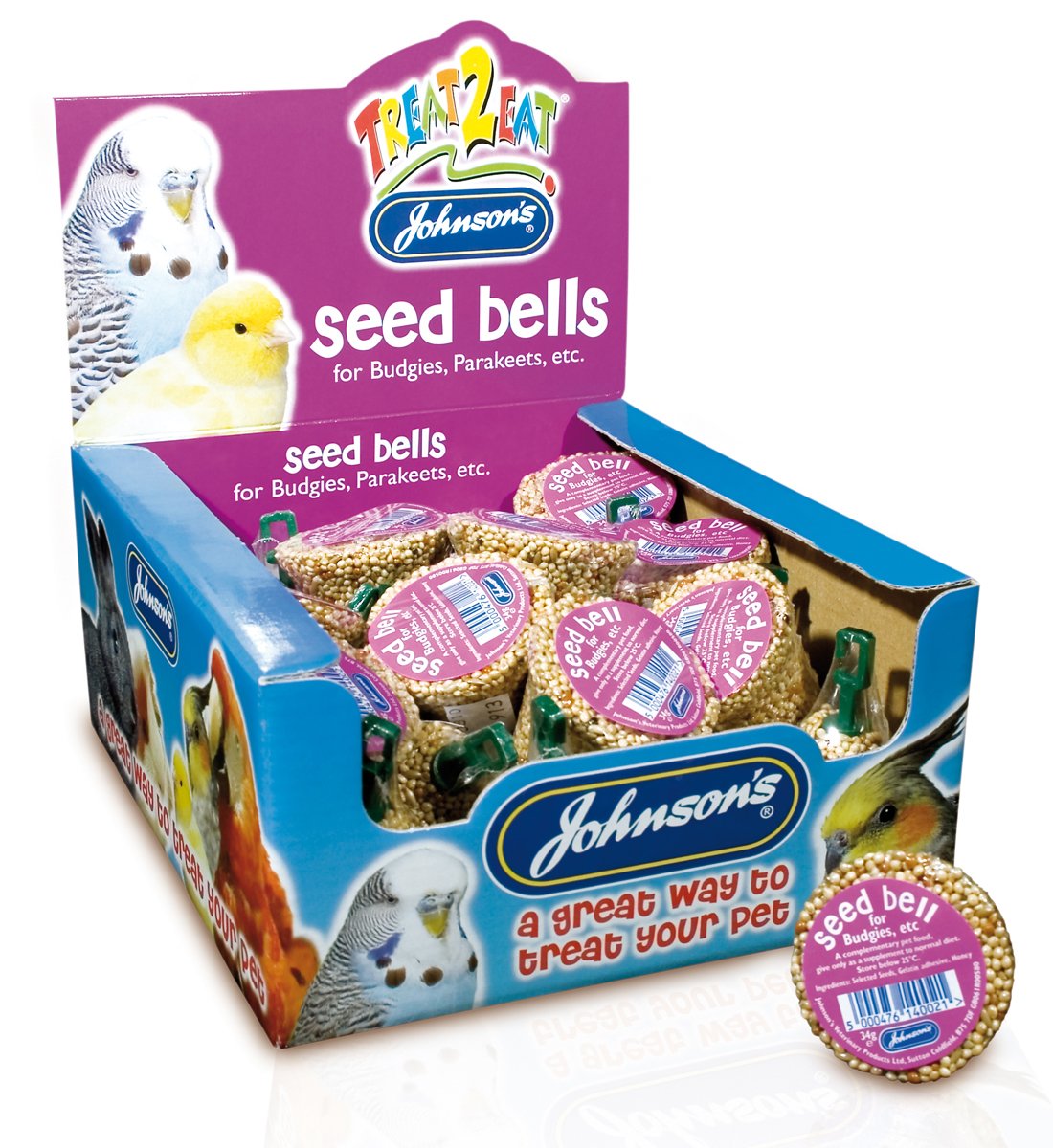 Budgie & Parakeet Seed Bells 34g - Johnsons (TP)(JBHBE) FULL BOX 27