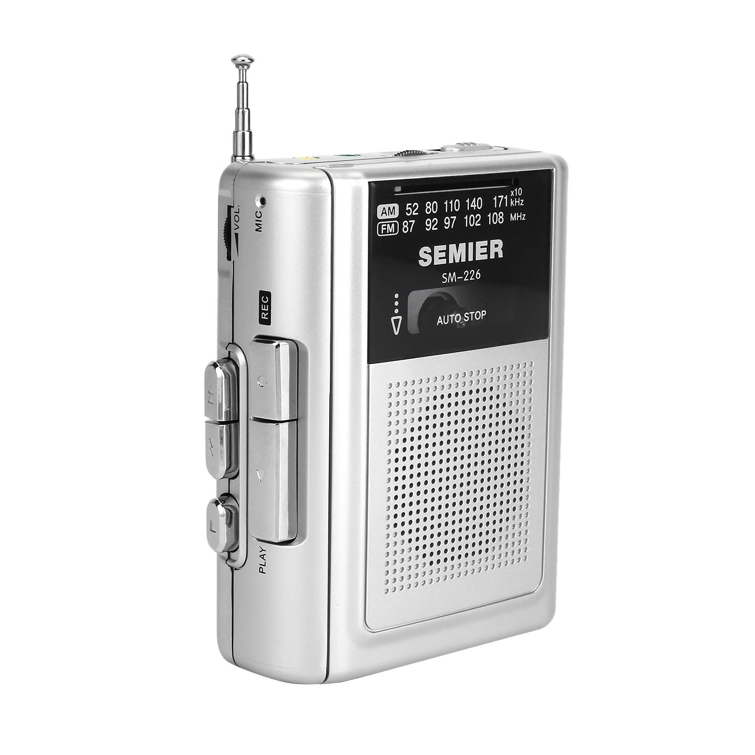 Retro Portable AM/FM Radio Cassette Player/Recorder, Compact Lightweight Stereo Personal AM/FM Radio Walkman Tape Cassette Player with Built in Speaker-Silver