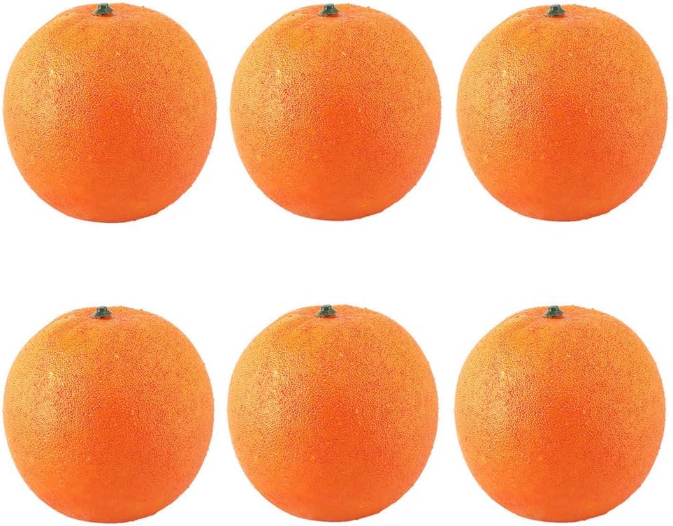 Chnee 6 Pcs Fake Orange Faux Decorate Fruit Lifelike, Artificial Foam Fruit Plastic Oranges Realistic Fake Photography Bowl Prop Home Staging Props Fruit Food Ornaments for Home Kitchen Party Display