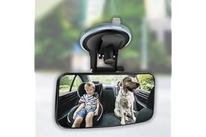 CERITORN Universal Car Interior Rearview Baby Mirror Wide Angle Convex Mirror Clip-on & Suction Cup mirrors for Viewing Rear Passengers（5.11' X 2.56'）