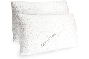 EnerPlex Memory Foam Pillows - Pack of 2 Adjustable, CertiPUR-US Certified King Size Pillows for Sleeping w/Extra Foam & Removable Viscose of Bamboo Cover - Machine Washable Firm Pillow