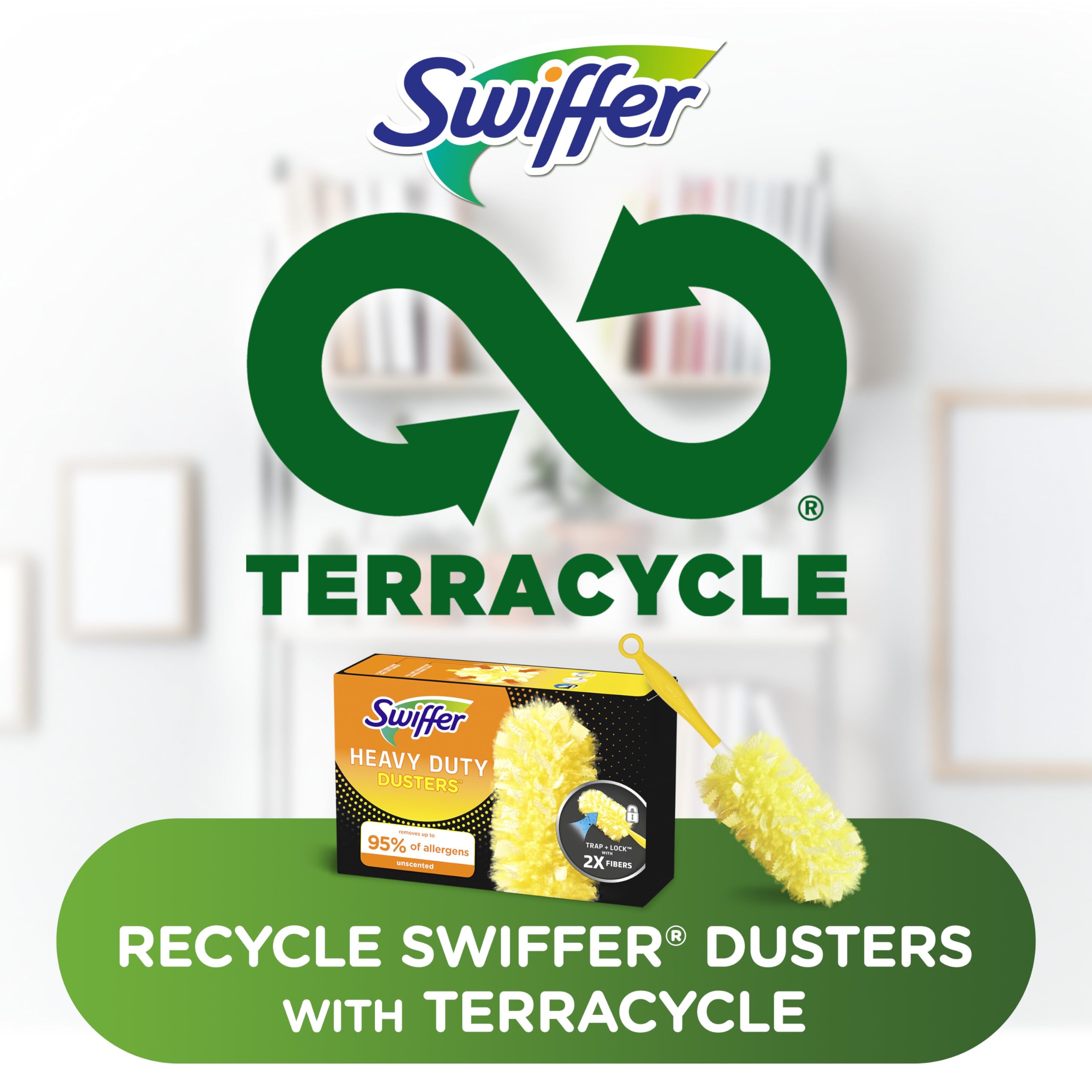 Swiffer Dusters Refill for Cleaning, Feather & Microfiber Duster Disposable Alternative, For Dusting Furniture, Blinds, Ceiling Fans, Walls, Helps Remove Allergens, Heavy Duty, Unscented, 11ct