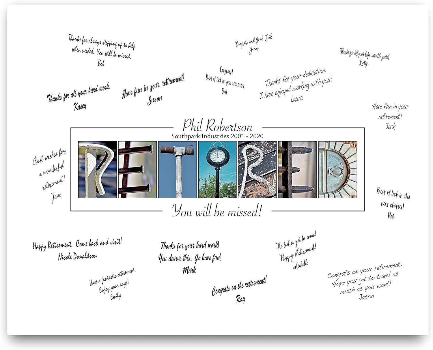 Photographs - UNFRAMED Personalized Retirement Gift for Boss or Coworker, Man or Woman, Retirement Party Guestbook and Decoration, Leaving Gift