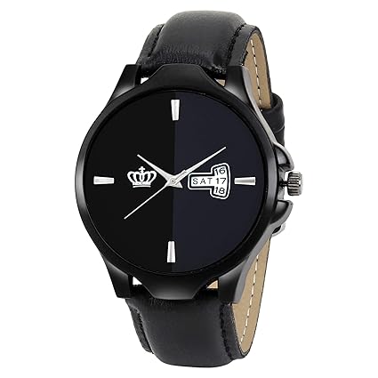 SMAEL Mens Exclusive Series Black Strap Quartz Movement Leather Strap Day & Date Analogue Casual Watches (CSM140)