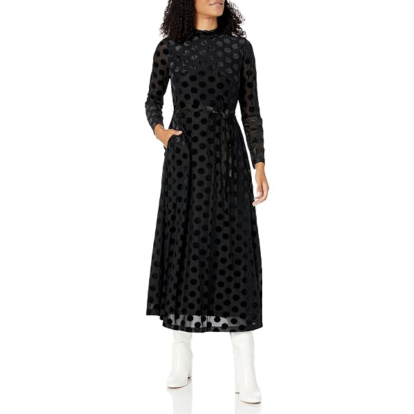 knee length dresses for ladies Plus Size Polka Dot Faux Wrap Dress main image 1