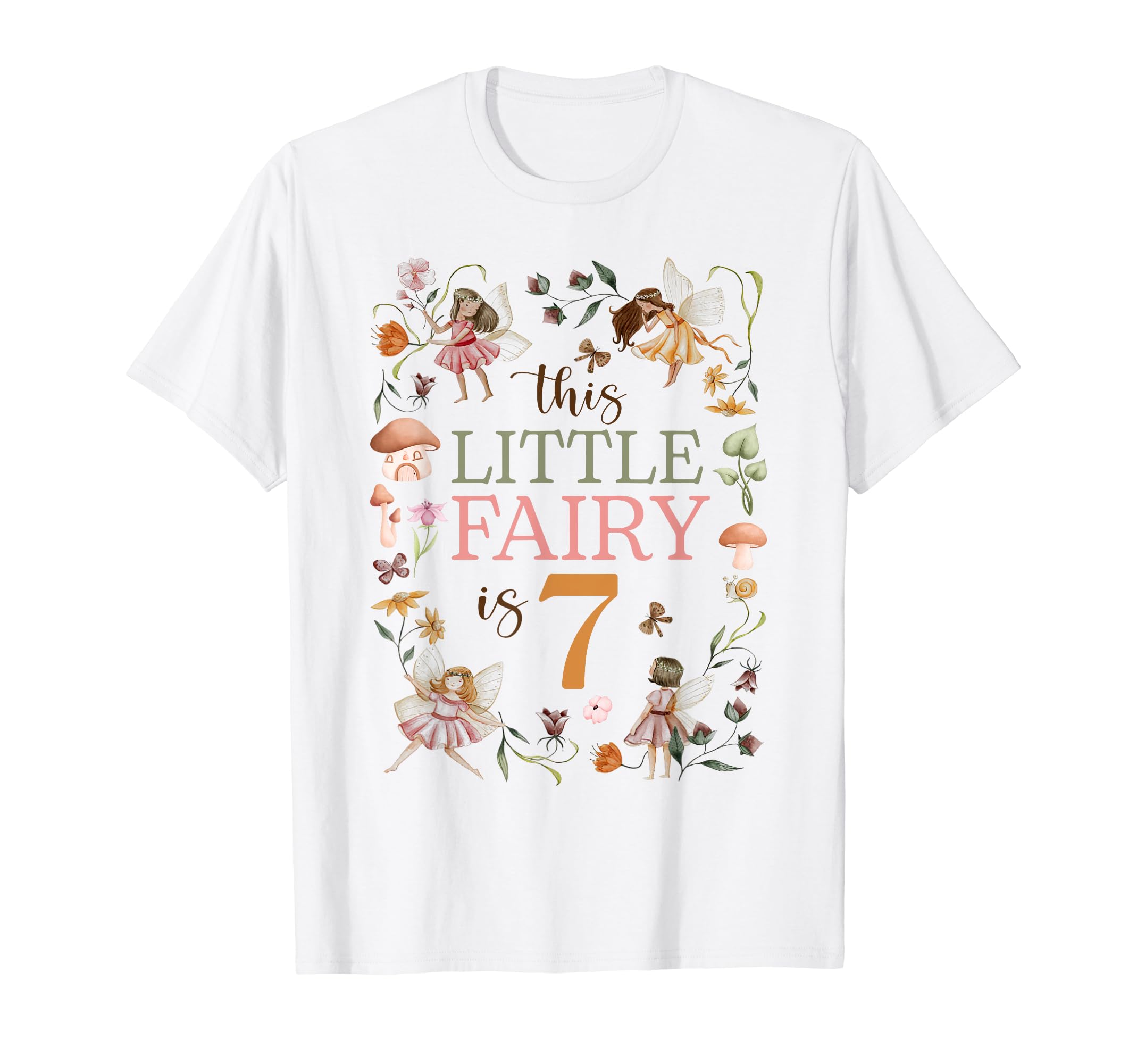 Photo 1 of 7th Birthday Shirt Girl Fairy Mushroom 7 Yrs Old Bday T-Shirt