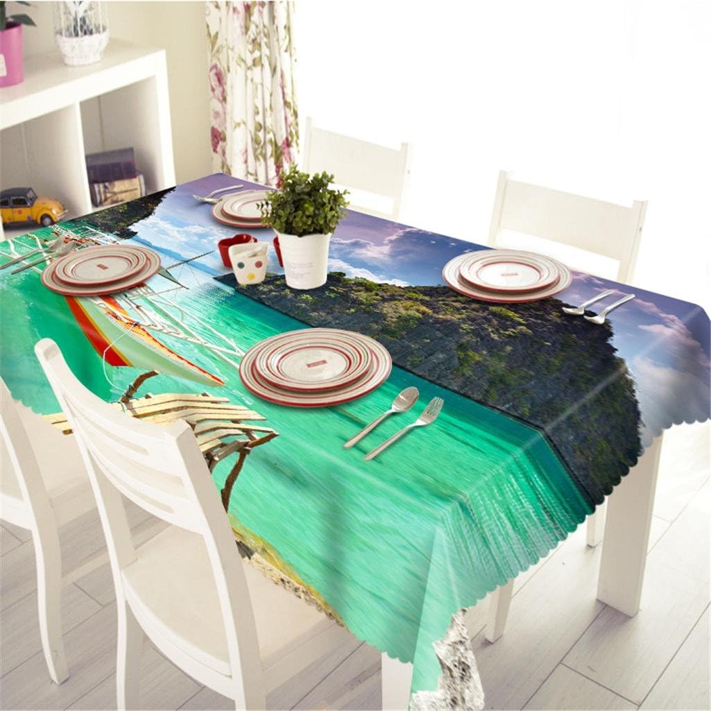 GFYWZ Tablecloth 3D Visual space Beautiful sea view Polyester Digital printing Dust-proof Tasteless Kitchen Decoration Rectangular Table Cover Various Sizes , m
